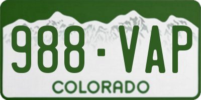 CO license plate 988VAP