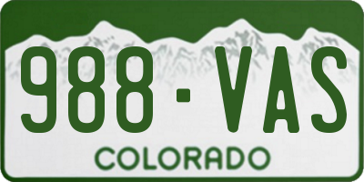 CO license plate 988VAS