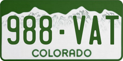 CO license plate 988VAT