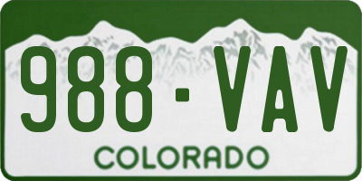 CO license plate 988VAV