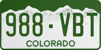 CO license plate 988VBT
