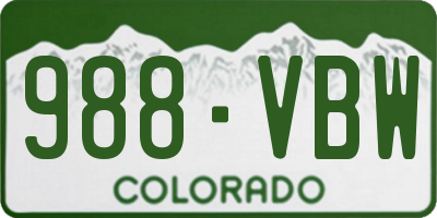 CO license plate 988VBW