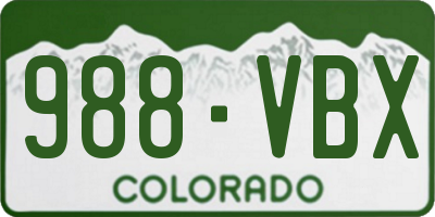CO license plate 988VBX