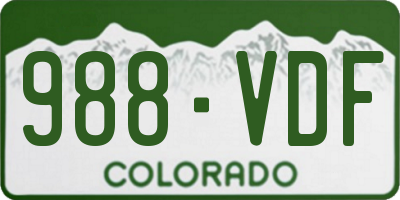 CO license plate 988VDF