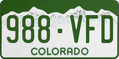CO license plate 988VFD