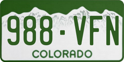 CO license plate 988VFN