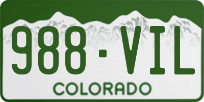 CO license plate 988VIL