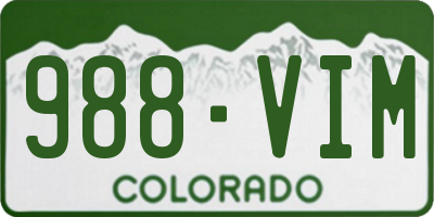 CO license plate 988VIM
