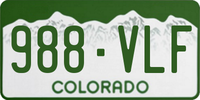 CO license plate 988VLF