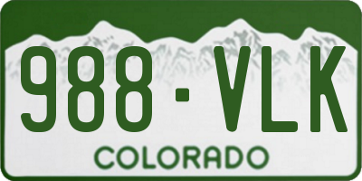 CO license plate 988VLK