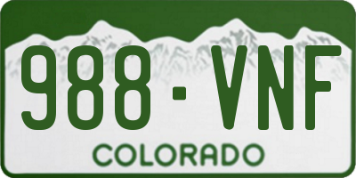 CO license plate 988VNF