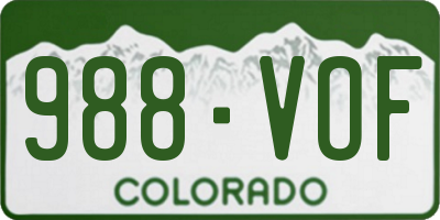 CO license plate 988VOF