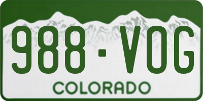 CO license plate 988VOG
