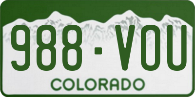 CO license plate 988VOU