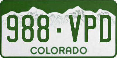 CO license plate 988VPD