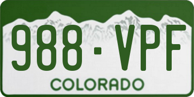 CO license plate 988VPF
