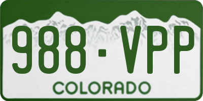CO license plate 988VPP