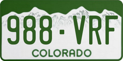 CO license plate 988VRF