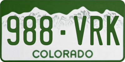 CO license plate 988VRK