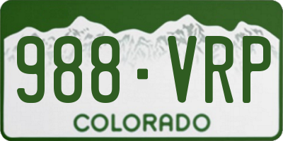 CO license plate 988VRP