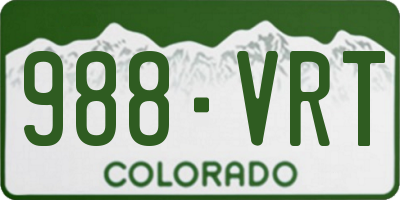 CO license plate 988VRT