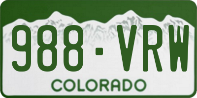 CO license plate 988VRW