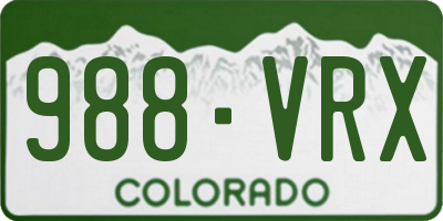 CO license plate 988VRX