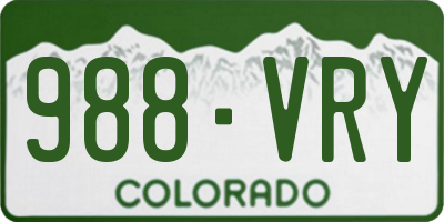 CO license plate 988VRY
