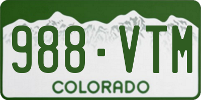 CO license plate 988VTM