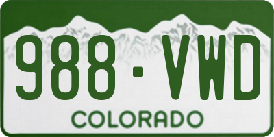CO license plate 988VWD