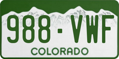 CO license plate 988VWF