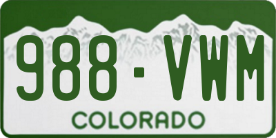 CO license plate 988VWM