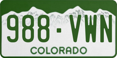CO license plate 988VWN