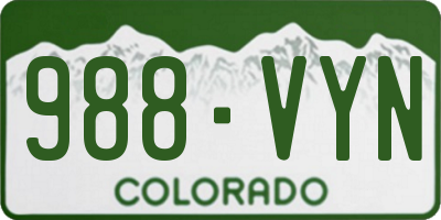 CO license plate 988VYN