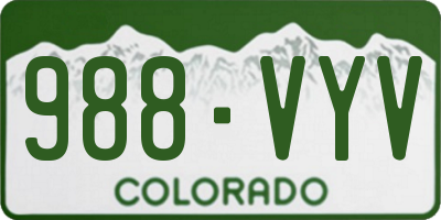 CO license plate 988VYV