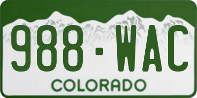 CO license plate 988WAC