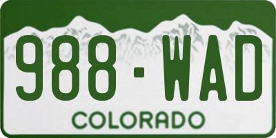 CO license plate 988WAD