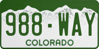 CO license plate 988WAY