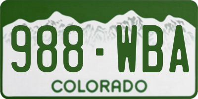CO license plate 988WBA