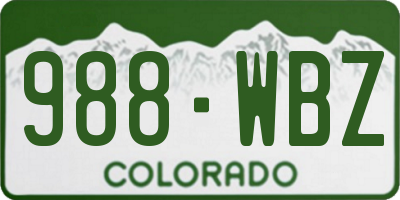 CO license plate 988WBZ
