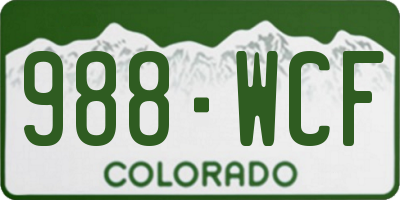 CO license plate 988WCF