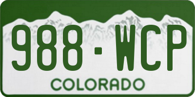 CO license plate 988WCP