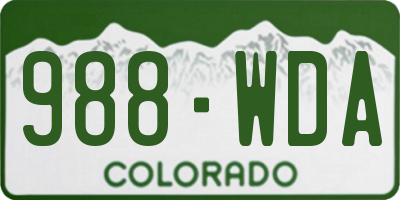 CO license plate 988WDA
