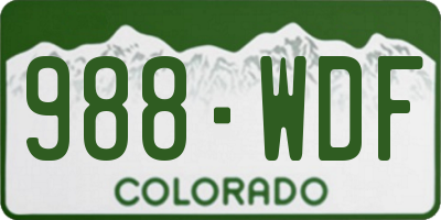 CO license plate 988WDF