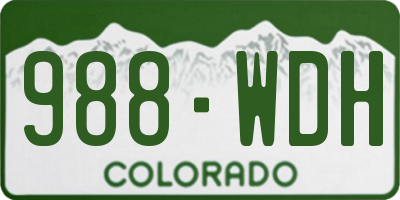 CO license plate 988WDH