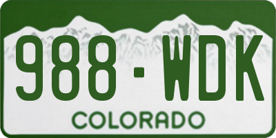 CO license plate 988WDK