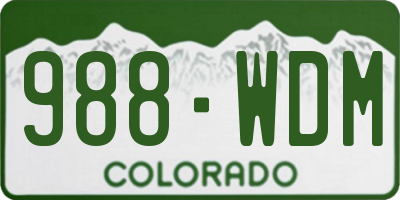 CO license plate 988WDM