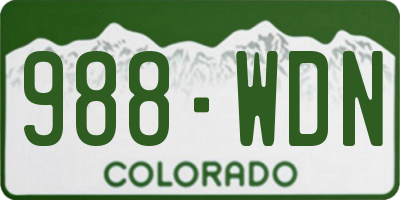 CO license plate 988WDN