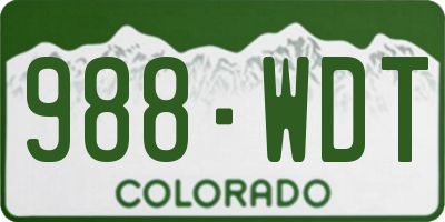 CO license plate 988WDT