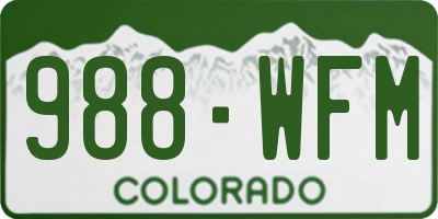 CO license plate 988WFM